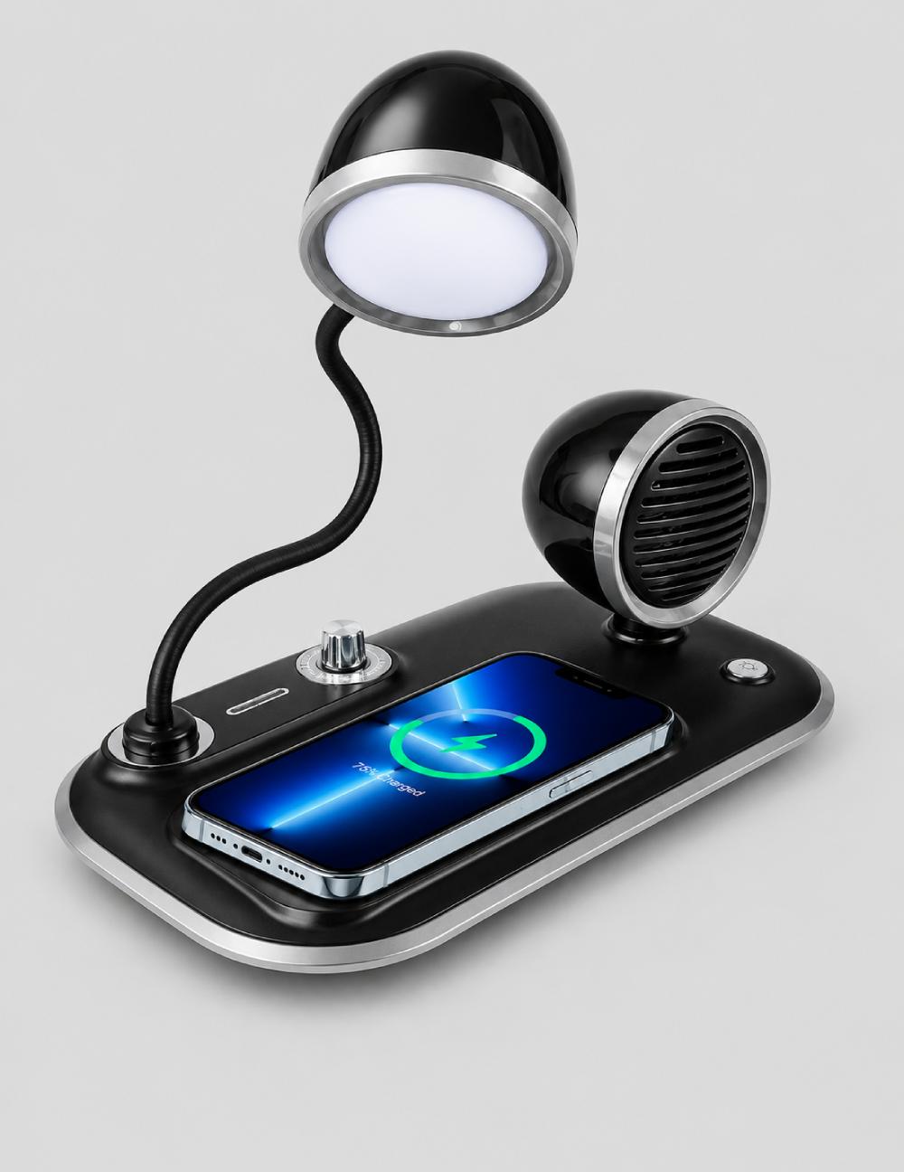 3-in-1 Desk Lamp with 15W Wireless Charger & Bluetooth Speaker