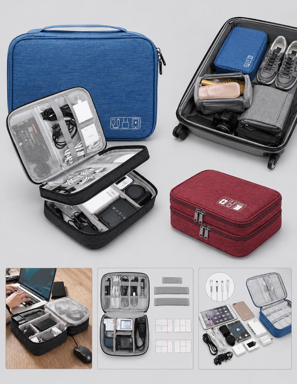 Double Layer Travel Gadget Organizer Bag