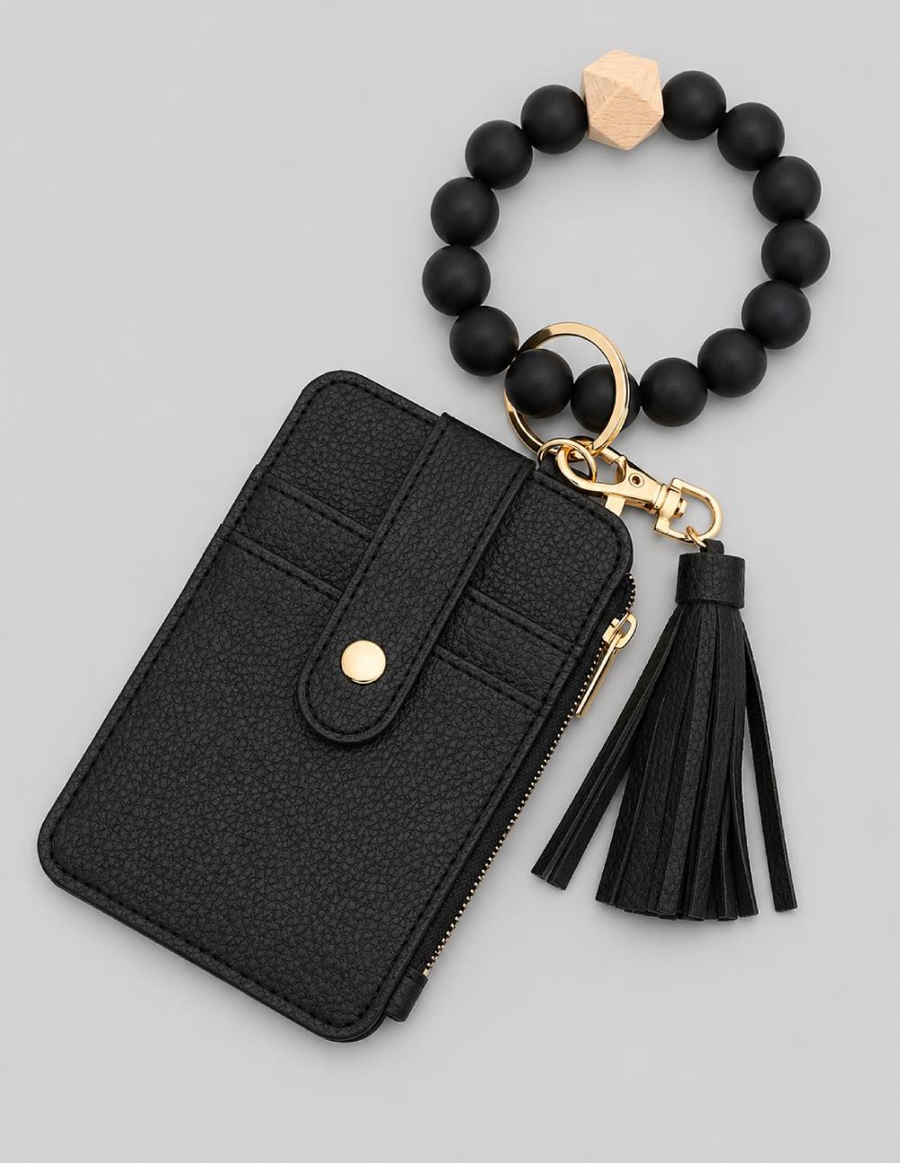 Silicone Wristlet Card Holder with Tassel